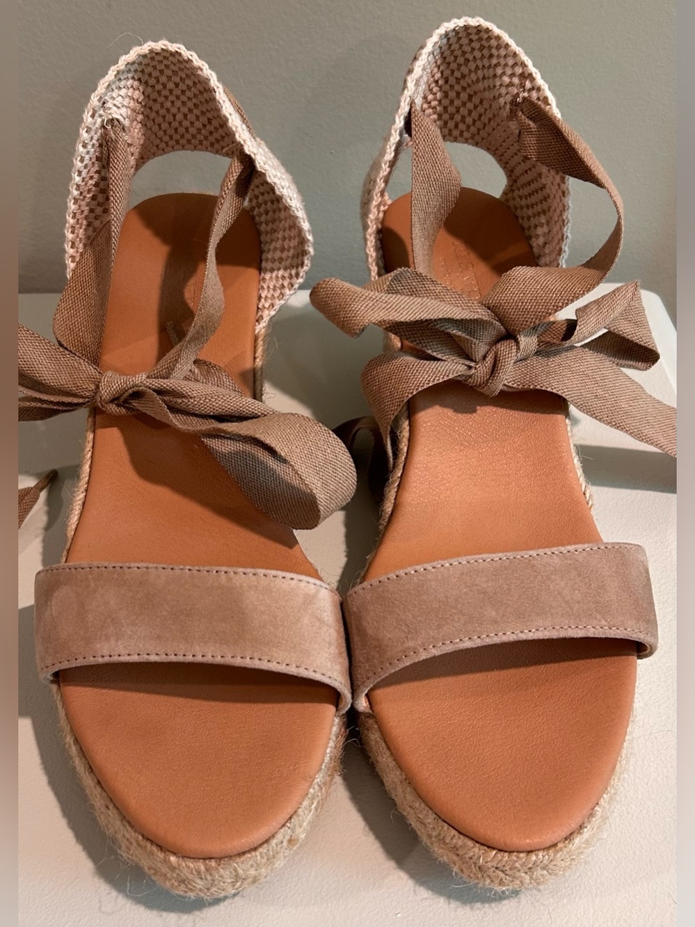 Maypol Women's Lace-Up Espadrille Wedge Sandals — Tan - Picture 2 of 9